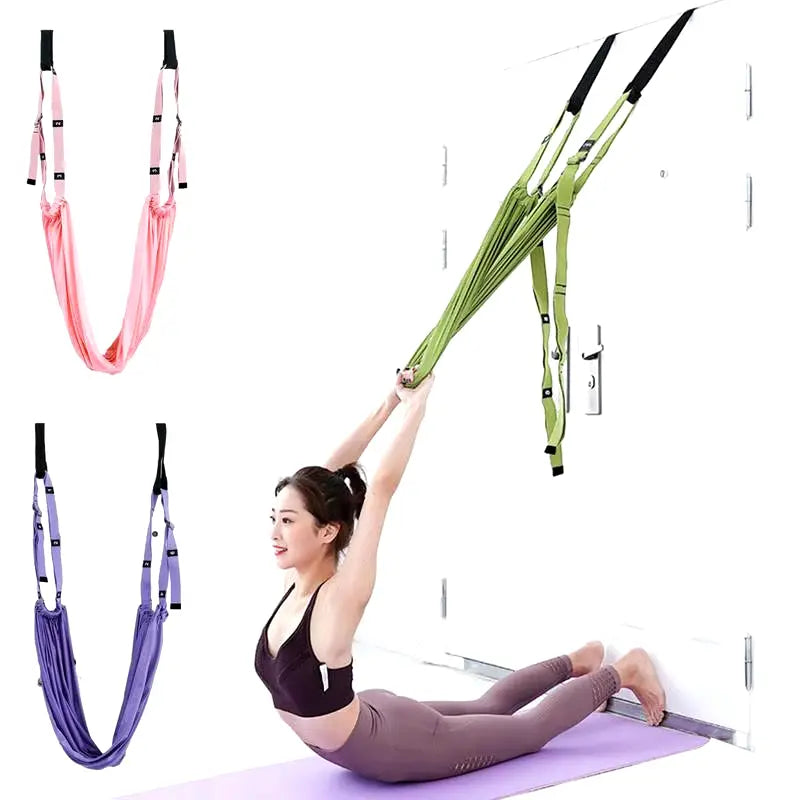 Pull Rope Aerial Yoga Strap Stretch Leg Splits Trainer Female Gym Belt Adjustable Aerial Yoga Strap Hammock Swing Stretching - Puck's