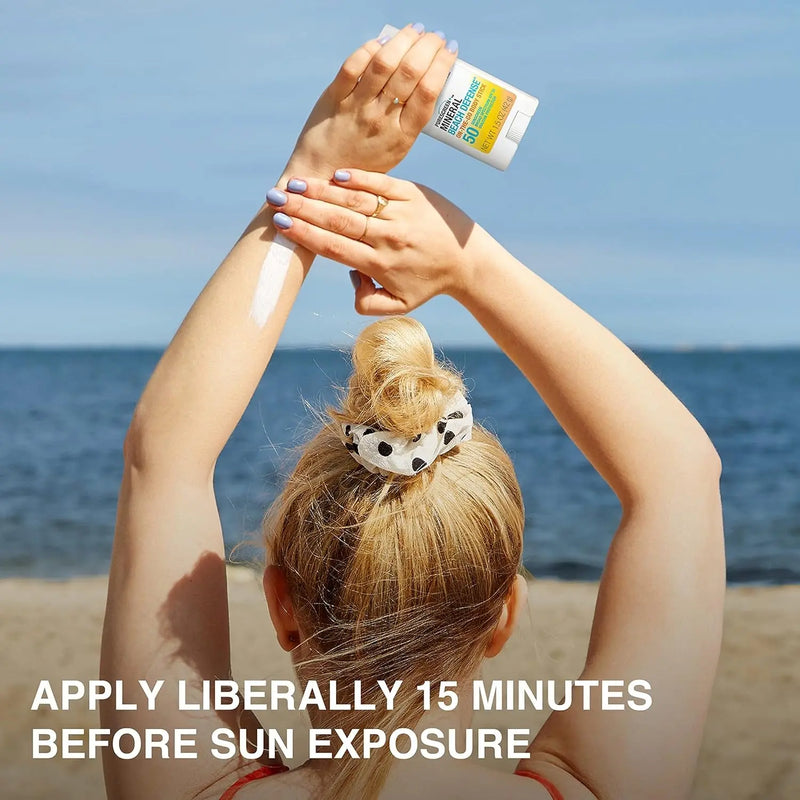 Purescreen+ Mineral Beach Defense On-The-Go Body Sunscreen Stick with Broad Spectrum SPF 50, Water Resistant UVA/UVB Protection, Absorbs Quickly & Dries Clear, 1.5 Oz - Puck's