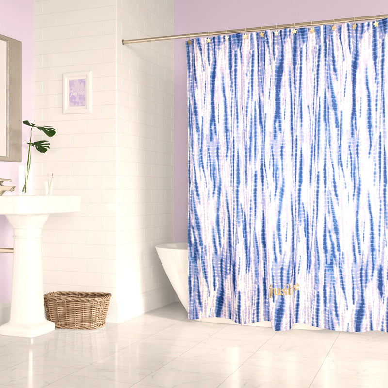 Purple Radical Tie Dye Shower Curtain and Hooks Set, Microfiber - Puck's