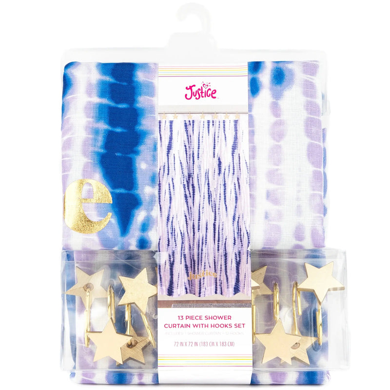 Purple Radical Tie Dye Shower Curtain and Hooks Set, Microfiber - Puck's