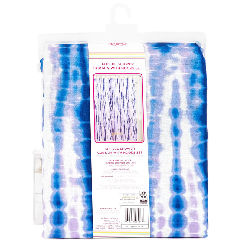 Purple Radical Tie Dye Shower Curtain and Hooks Set, Microfiber - Puck's