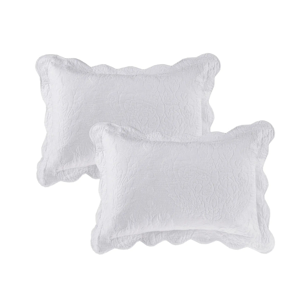 Quilted Paisley Medallion Cotton Standard Sham, White, 2 Piece, All Age Groups - Puck's