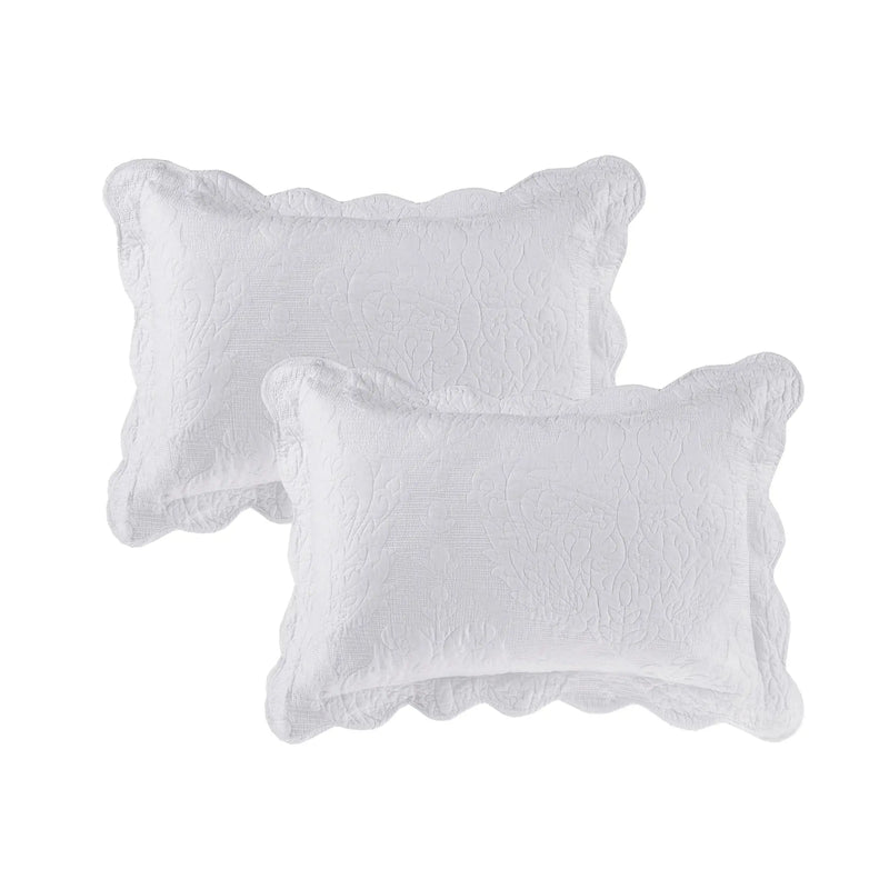 Quilted Paisley Medallion Cotton Standard Sham, White, 2 Piece, All Age Groups - Puck's