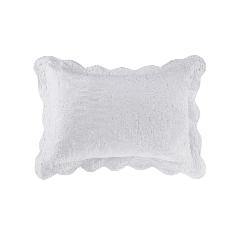 Quilted Paisley Medallion Cotton Standard Sham, White, 2 Piece, All Age Groups - Puck's