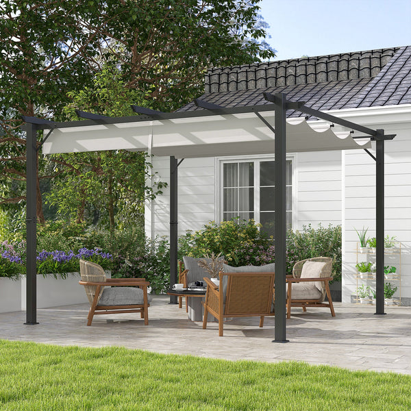 3 x 3(m) Aluminium Pergola Canopy Gazebo Awning Outdoor Garden Sun Shade Shelter Marquee Party BBQ, Light Grey-1