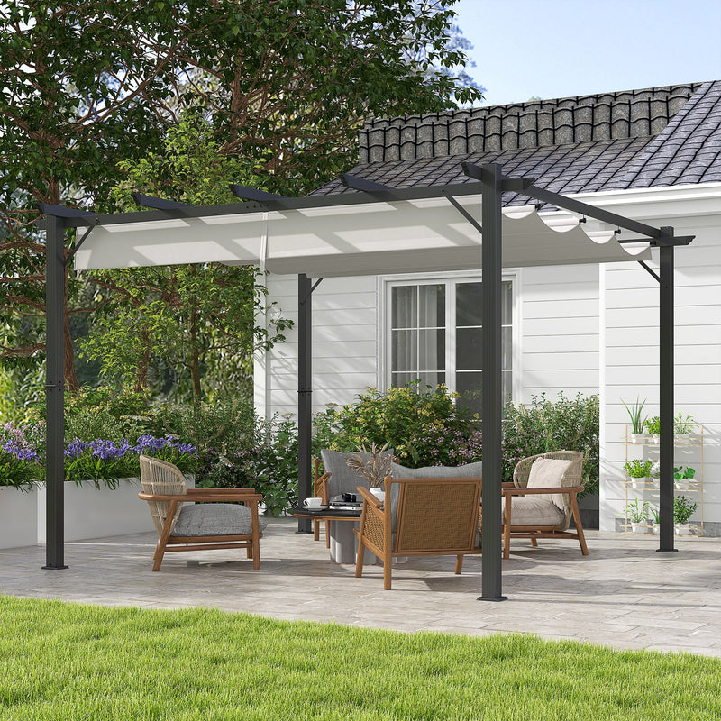 3 x 3(m) Aluminium Pergola Canopy Gazebo Awning Outdoor Garden Sun Shade Shelter Marquee Party BBQ, Light Grey-1