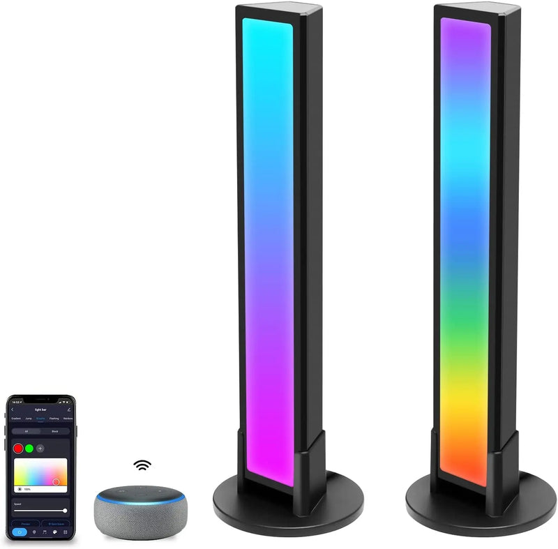 RGBIC Smart Light Bars Compatible with Alexa, Gaming Ambient Lights with 20 Scene Modes and Music Sync Modes,Led Light Bars for TV, Party, PC, Entertainment Decor(No Support 5G) - Puck's