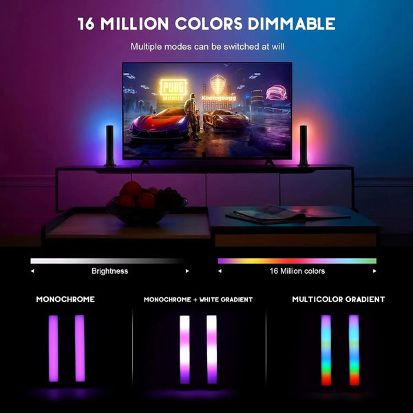 RGBIC Smart Light Bars Compatible with Alexa, Gaming Ambient Lights with 20 Scene Modes and Music Sync Modes,Led Light Bars for TV, Party, PC, Entertainment Decor(No Support 5G) - Puck's