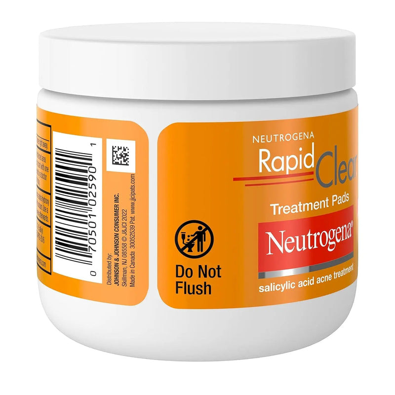 Rapid Clear Maximum Strength Acne Face Pads, for Acne Prone Skin, Salicylic Acid Treatment to Help Fight Breakouts, Oil-Free Facial Cleansing Pads with 2% Salicylic Acid Treatment, 60 Count - Puck's