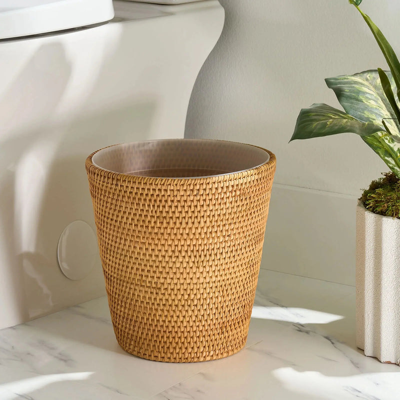 Rattan Bathroom Wastebasket - Puck's