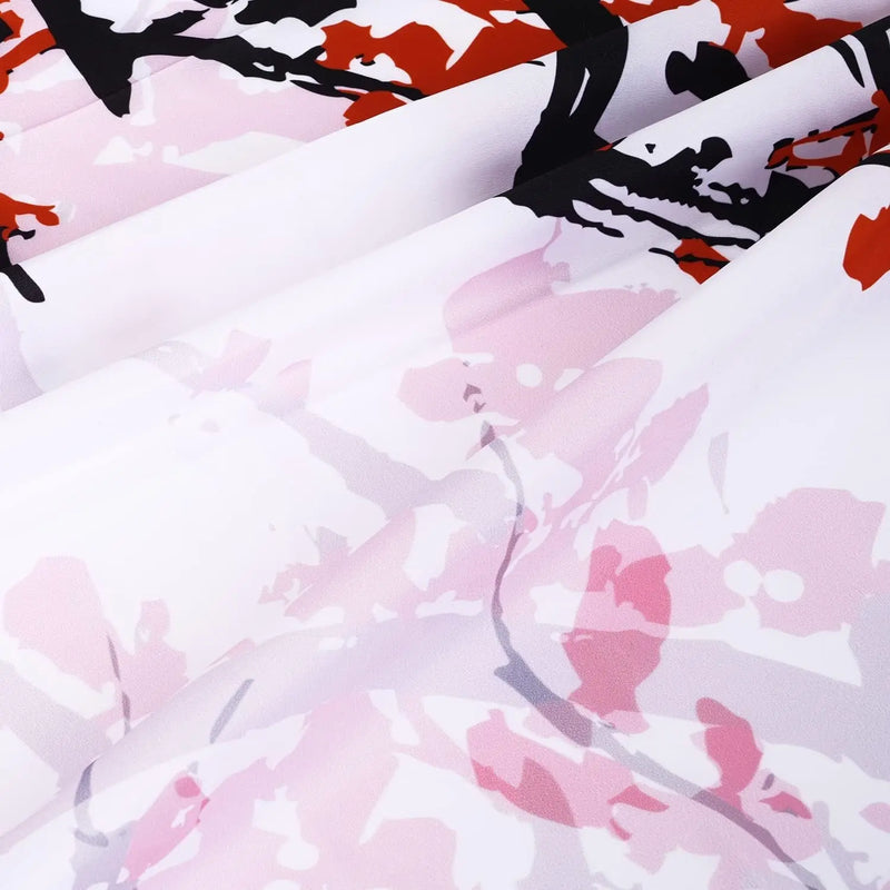 Red Floral Shower Curtains,Cherry Blossom Flower Plum Asian Japanese Aesthetic Watercolor Traditional Ink Scenery,Art Shower Curtain Waterproof Fabric - Puck's