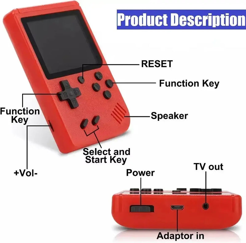 Retro Portable Mini Handheld Video Game Console 8-Bit 3.0 Inch Color LCD Kids Color Game Player Built-In 400 Games - Puck's