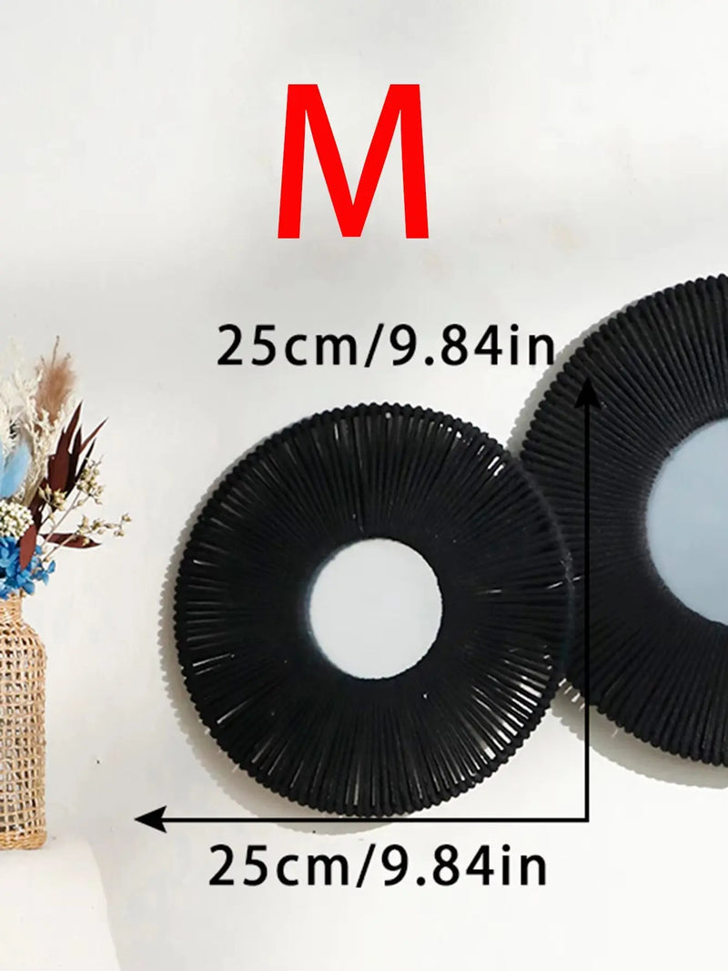 Round Wall Mirror Hanging Decorative Mirrors with Woven Hemp Rope Boho Mirrors for Bedroom Living Room Bathroom Wall Decor Gift - Puck's