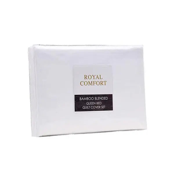 Royal Comfort Bamboo Quilt Cover Set 1000Tc Ultra Soft Bedding White - Puck's