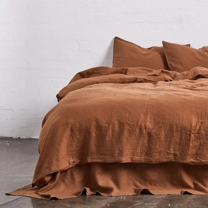 Rust - 100% Pure Linen | Linen Cotton Mix | 3 Piece Duvet Cover Set | - Puck's