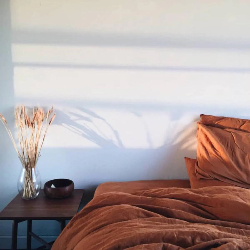 Rust - 100% Pure Linen | Linen Cotton Mix | 3 Piece Duvet Cover Set | - Puck's