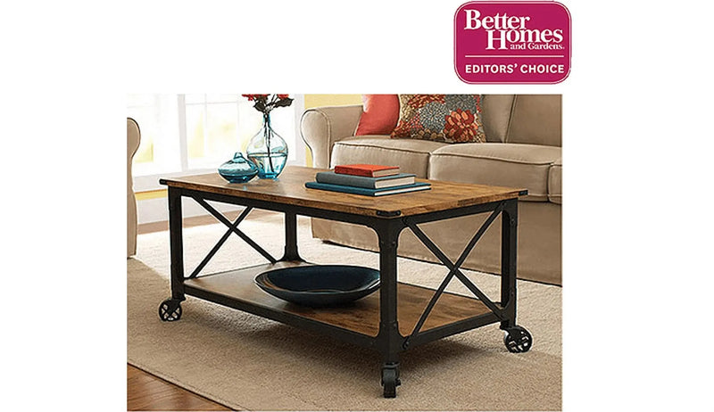 Rustic Country Coffee Table, Weathered Pine Finish - Puck's