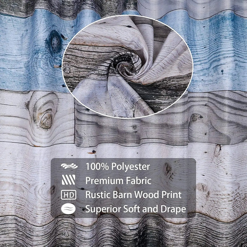 Rustic Shower Curtain,Blue Fabric Shower Curtain for Bathroom,Farmhouse Shower Curtain,Blue Grey Wood Barn Door Country Shower Curtain,60X71In - Puck's