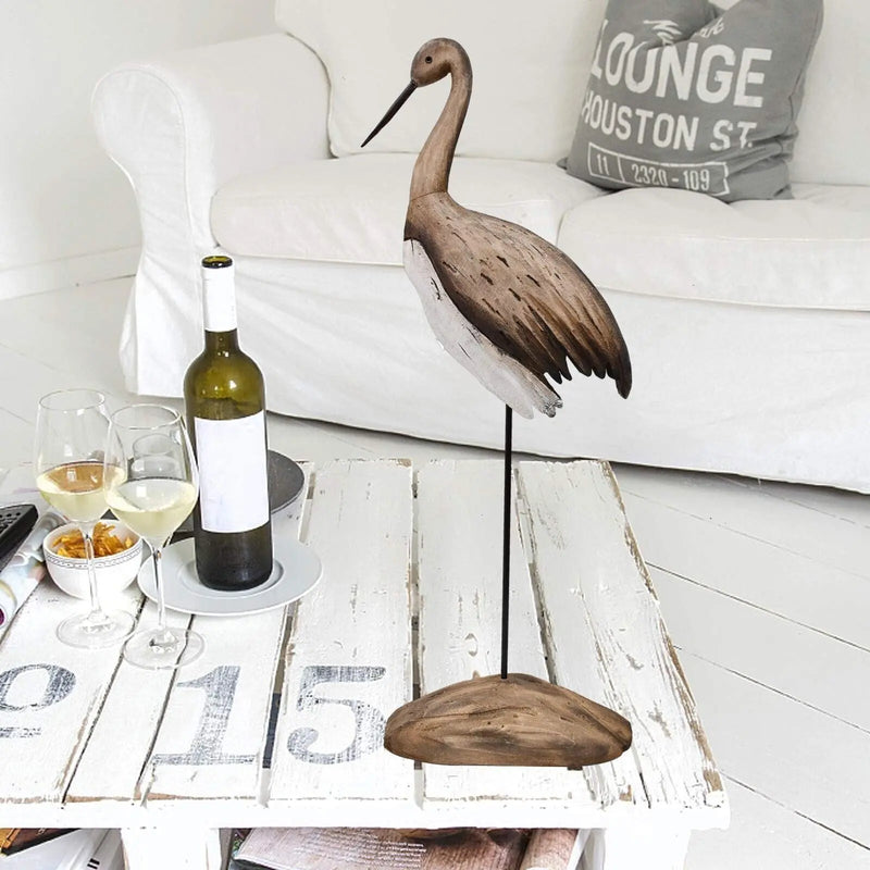 Rustic Wood Crane Decor Tabletop Nautical Decor, Wooden Crane Nautical Decora... - Puck's