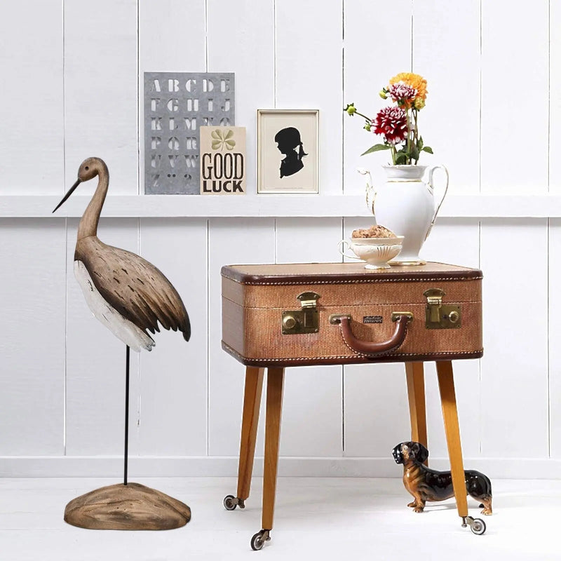 Rustic Wood Crane Decor Tabletop Nautical Decor, Wooden Crane Nautical Decora... - Puck's