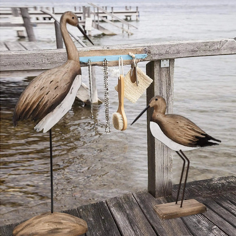 Rustic Wood Crane Decor Tabletop Nautical Decor, Wooden Crane Nautical Decora... - Puck's