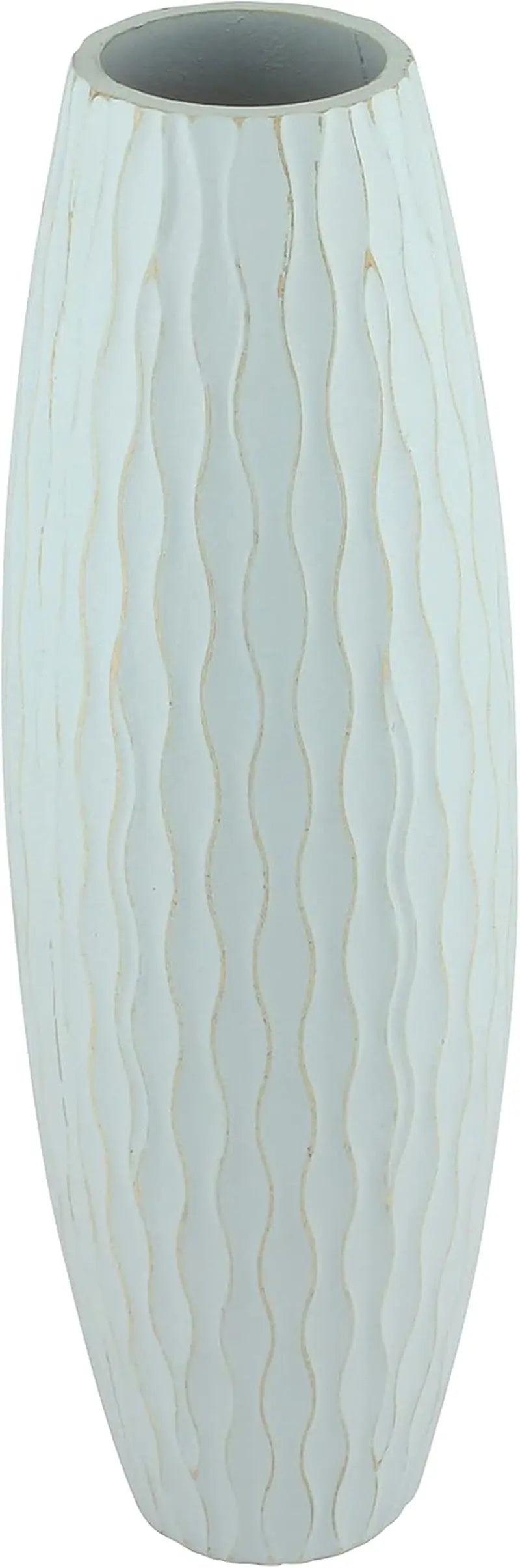 SB-5076C Beach Nostalgia Large Weathered Pale Ocean Wood Vase, Light Blue, 15.7" - Puck's