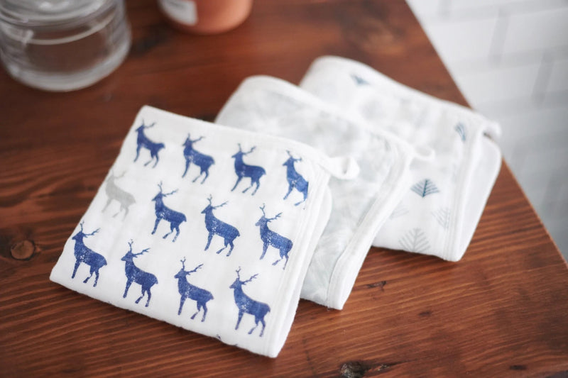 Blue Deer Cotton Washcloth Set 3PK - Puck's