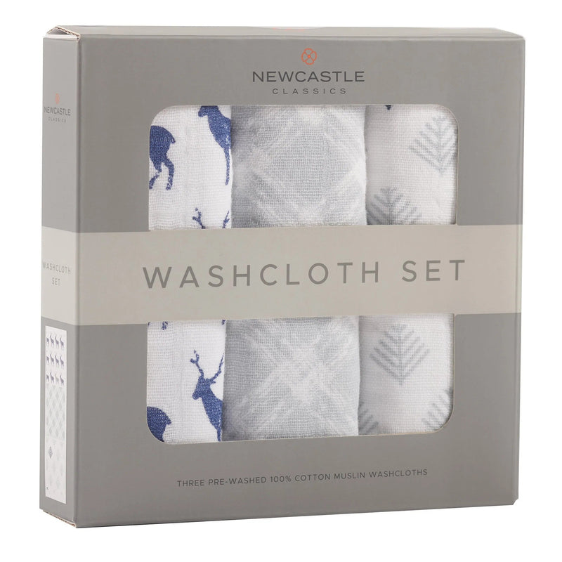 Blue Deer Cotton Washcloth Set 3PK - Puck's