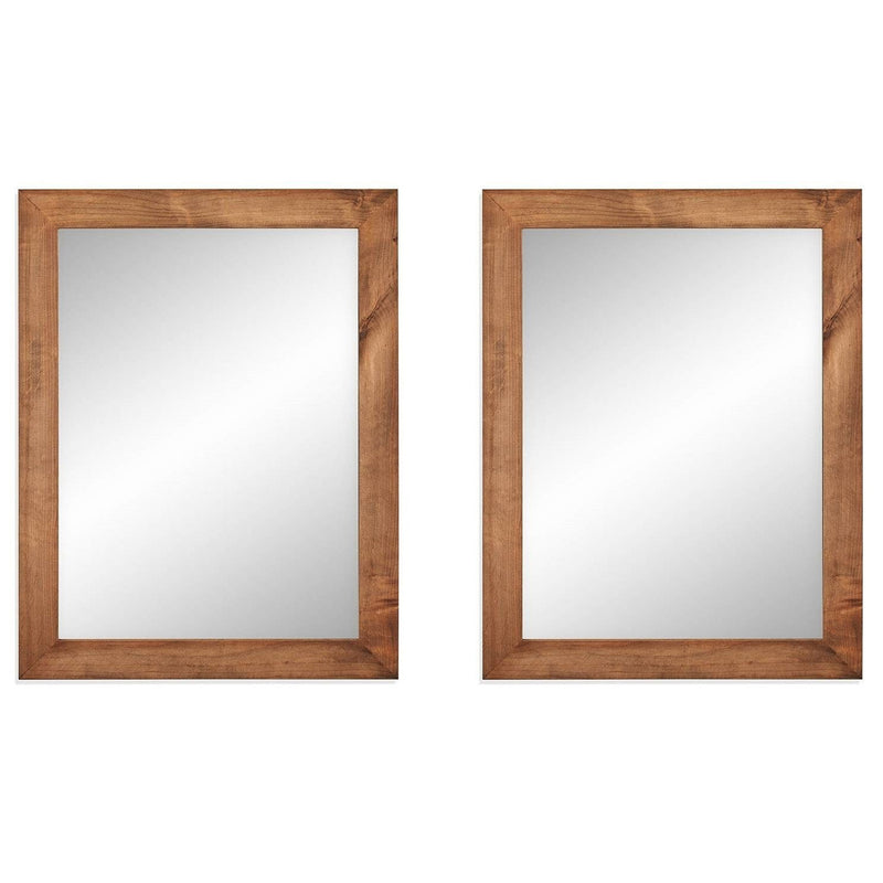 Set of 2 Modern Farmhouse Mirror Set Distressed Brown Wood Frame 31 x 24 inch-2