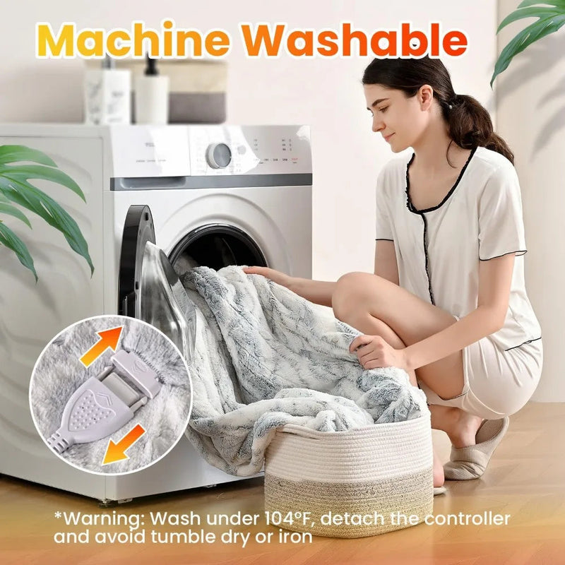 Electric Heating Blanket - Double-sided Marble Blue 77"x 84" - Puck's