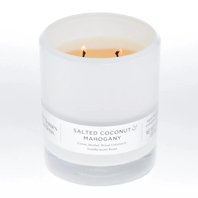 Salted Coconut & Mahogany 12Oz 2-Wick Candle - Puck's