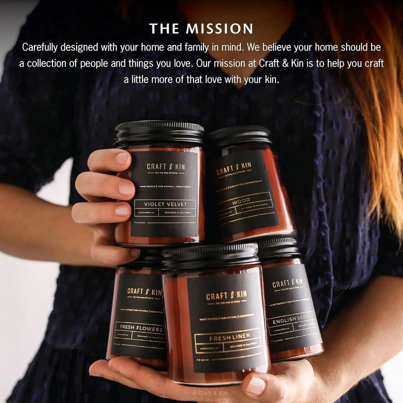 Scented Candles for Men | Premium English Leather Candle | All-Natural Scent for Home | Long Lasting with 45 Hour Burn Time, 8Oz - Puck's