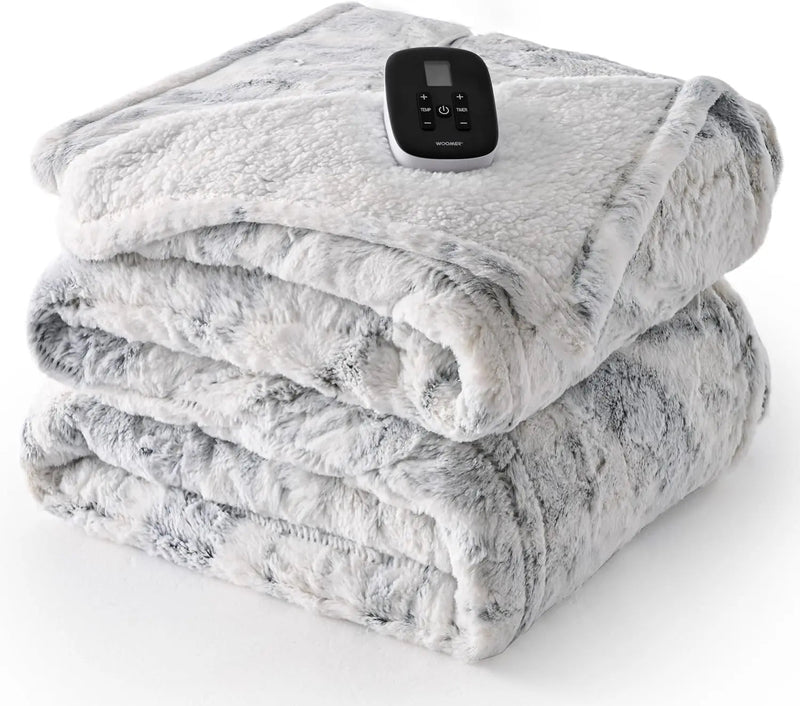 Electric Heating Blanket - Double-sided Marble Blue 77"x 84" - Puck's