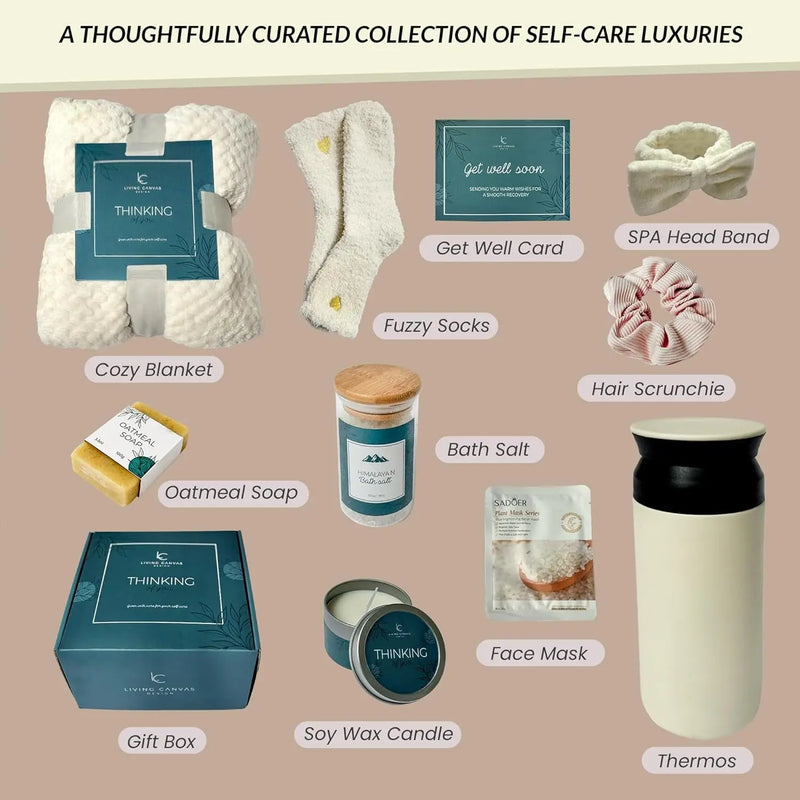 Self Care Gifts for Women 11 Piece, Womens Get Well Gifts for Mom Girlfriend Wife Daughter, Women’S Spa Gifts Baskets with Bath Salts, Oatmeal Soap, Blanket, Encouraging Inspirational Gift Basket - Puck's