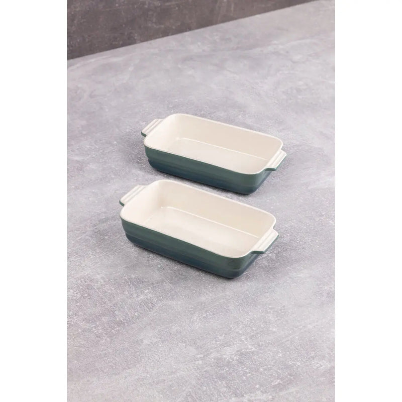 Serving Platter Bergner Excalibur 2 Pieces Green Cream Stoneware - Puck's