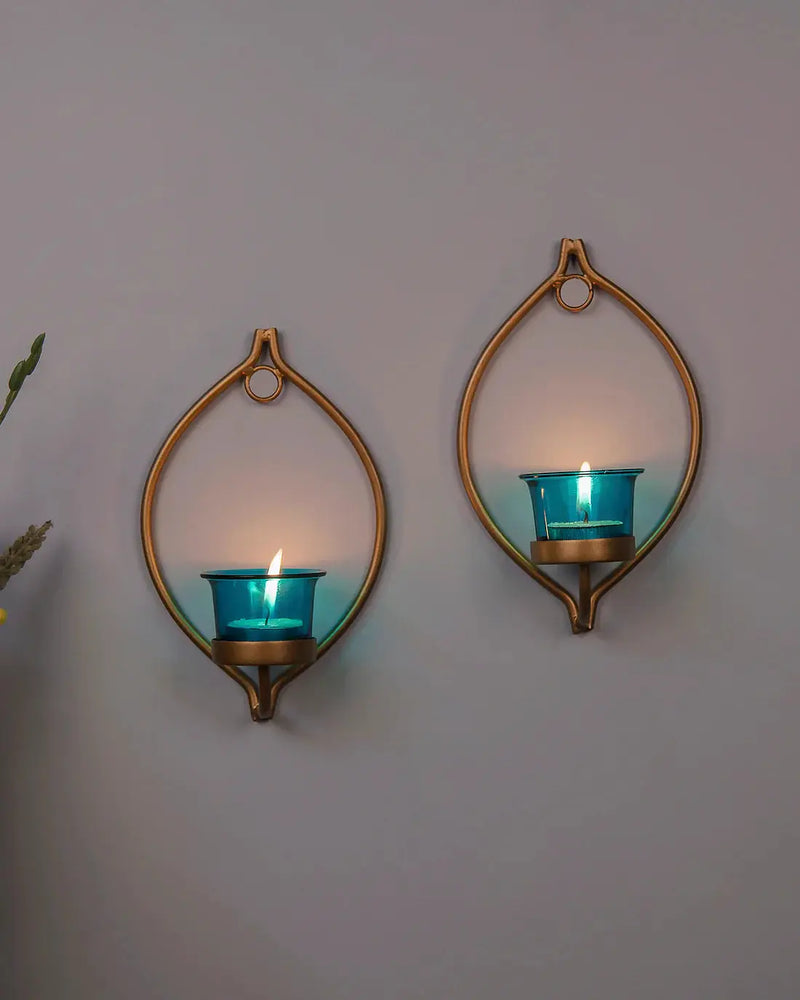 Set of 2 Decorative Golden Eye Wall Sconce/Candle Holder - Puck's
