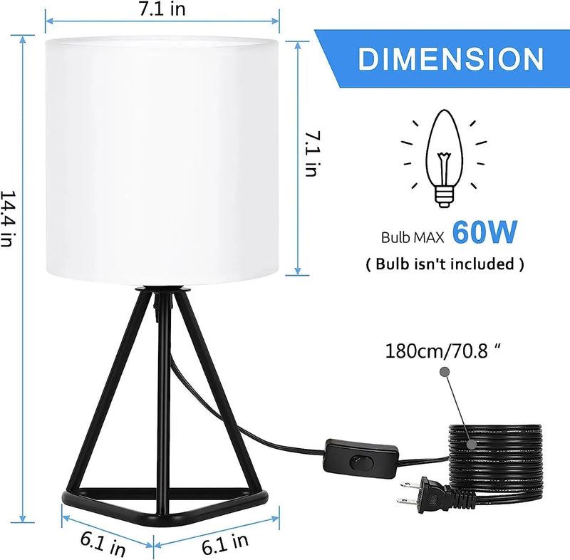 Set of 2 Table Lamps, Nightstand Lamps with White Shade - Puck's