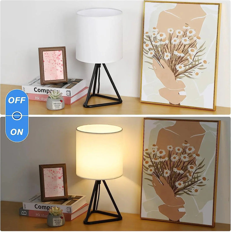 Set of 2 Table Lamps, Nightstand Lamps with White Shade - Puck's