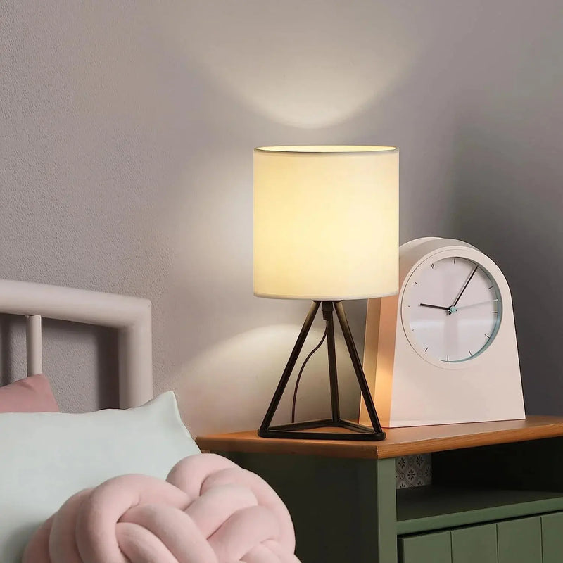 Set of 2 Table Lamps, Nightstand Lamps with White Shade - Puck's