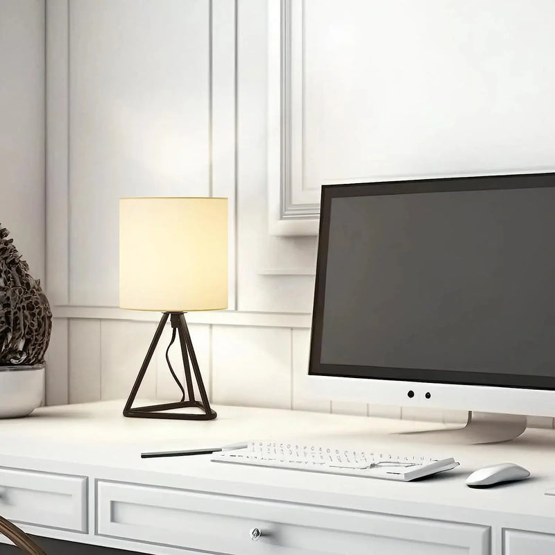 Set of 2 Table Lamps, Nightstand Lamps with White Shade - Puck's