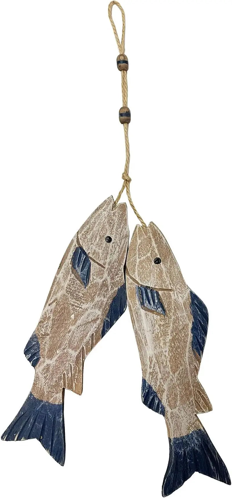 Set of 2 Wooden Carved Fish Wall Hanging Nautical Ornaments Hand Carved Wood Fish Wall Hanging Sculpture Lake House Decor Indoor Outdoor Decoration - Puck's