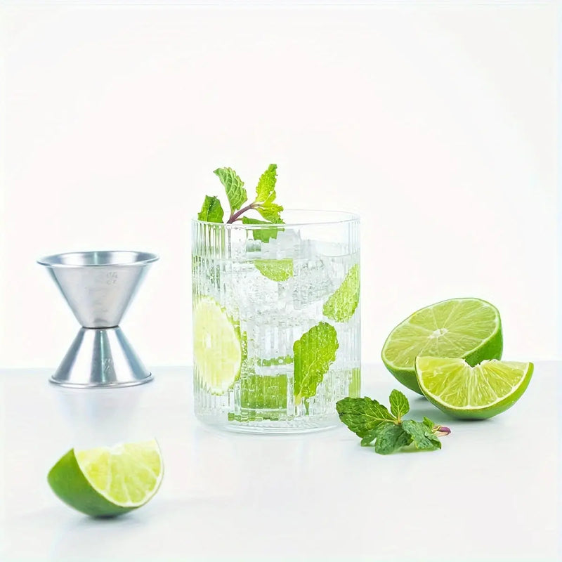 Set of 4 Ribbed Glass Tumblers Versatile Durable Stylish - Puck's