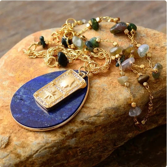 Lapis Lazuli Spiritual Teardrop Necklace - Puck's
