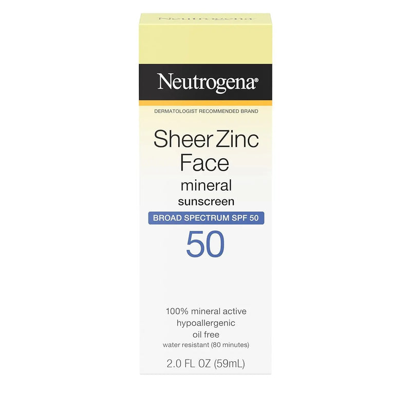 Sheer Zinc Oxide Dry-Touch Mineral Face Sunscreen Lotion with Broad Spectrum SPF 50, Oil-Free, Non-Comedogenic & Non-Greasy, Hypoallergenic, 2 Fl. Oz - Puck's