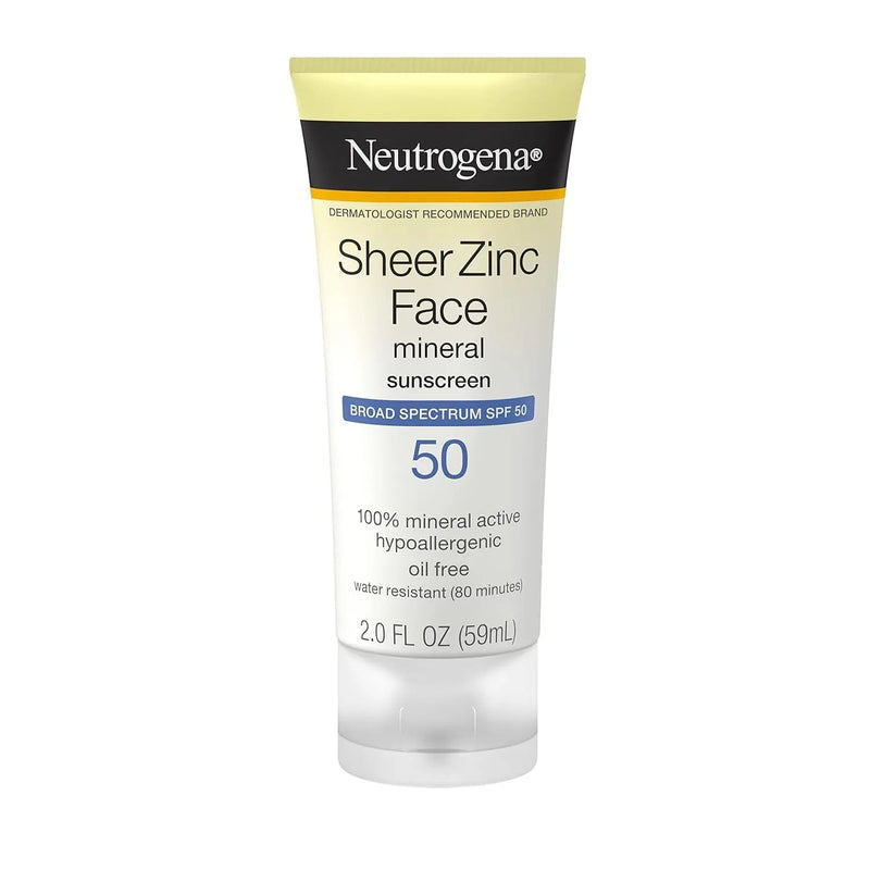 Sheer Zinc Oxide Dry-Touch Mineral Face Sunscreen Lotion with Broad Spectrum SPF 50, Oil-Free, Non-Comedogenic & Non-Greasy, Hypoallergenic, 2 Fl. Oz - Puck's