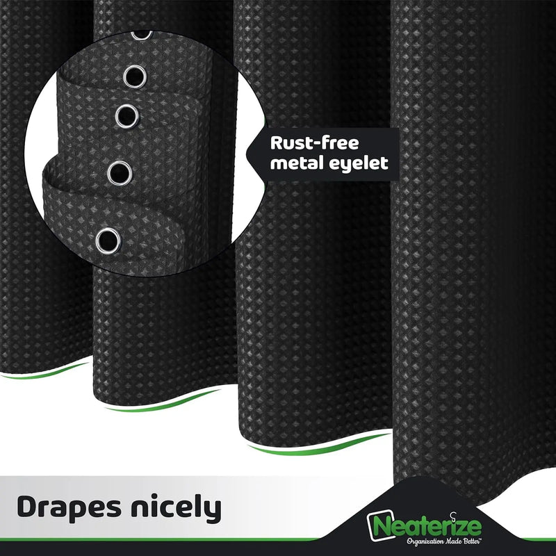Shower Curtain Black - Hotel Style Black Shower Curtains for Bathroom with Waffl - Puck's