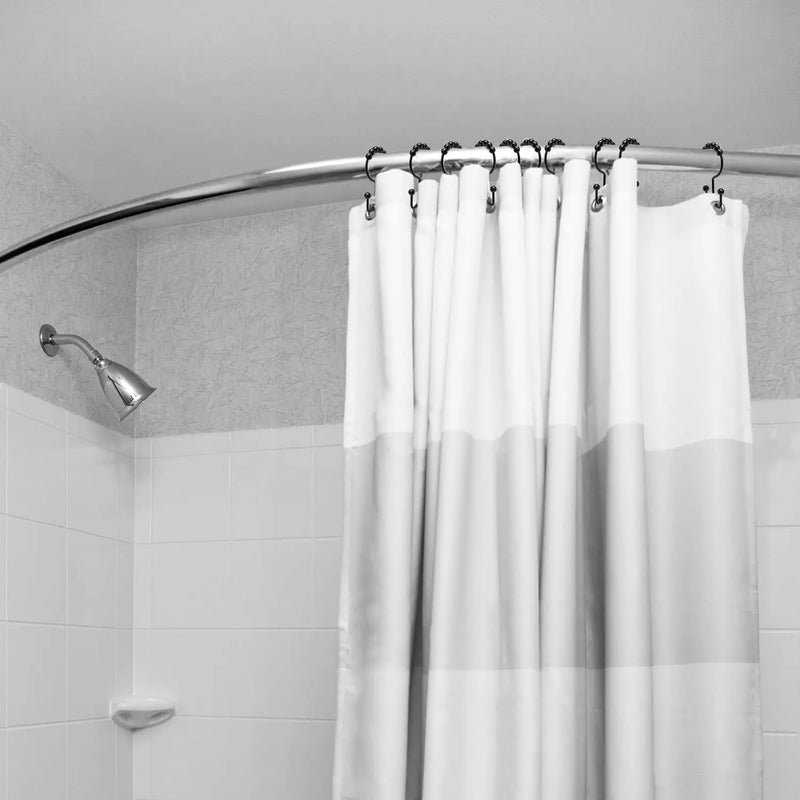 Shower Curtain Rings,  Shower Curtain Hooks, Rust-Resistant Metal Black Shower Curtain Rings, Double Shower Curtain Hooks for Bathroom Shower Curtain & Shower Liner, Set of 12, Black - Puck's