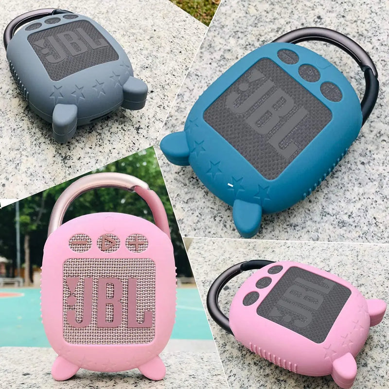Silicone Cover Case for JBL Clip 4 Portable Bluetooth Speaker, Protective Carrying Case for JBL Clip 4 Portable Bluetooth Speaker Stand up Holder(Case Only) (Grey) - Puck's