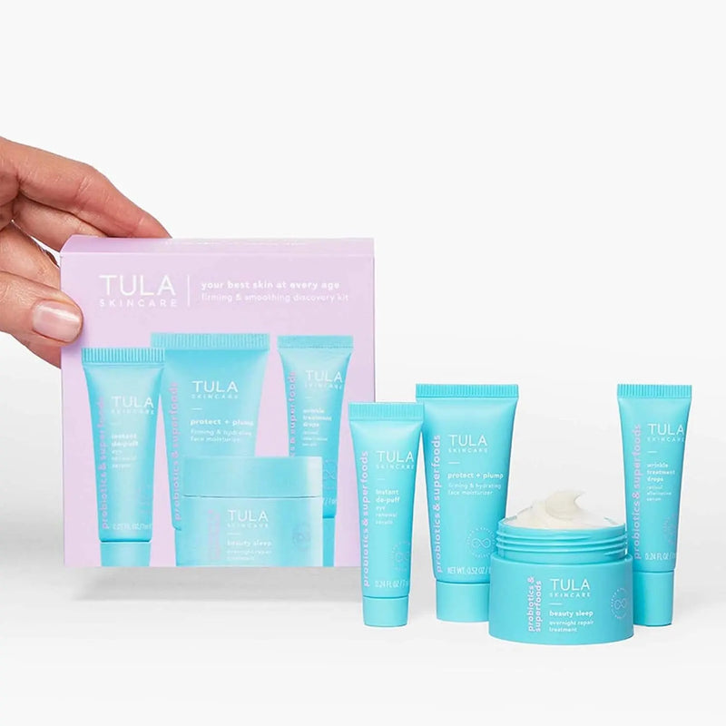 Skin Care Your Best Skin at Every Age Firming & Smoothing Discovery Kit - Wrinkle Treatment, Face Moisturizer, Eye Serum and Overnight Repair Treatment, Anti-Aging, 4-Piece Kit - Puck's