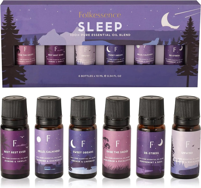 Sleep Essential Oils Set | Pure Essential Oils for Diffusers for Home, Set of 6 Essential Oil Blend or Oil Diffuser Essential Oils - Lavender, Rosemary & Peppermint | Valentines Day Gift - Puck's